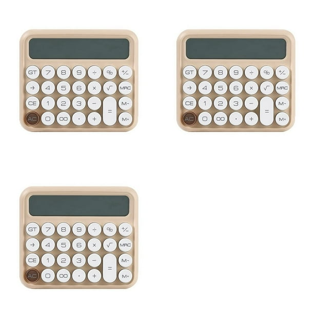 3X Calculadora con Interruptor Mecánico de 12 Dígitos Pantalla LCD Grande Calculadora de Escritorio Calculadora Financiera con Botón Grande Beige