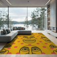 thumbnail image 2 of ODIKA 8'x10' Washable Area Rug Non-Slip Chair-Friendly Mat Modern Asymmetrical Face Graphic Bold Geometric Shape Accent for Dining Room, Large Office, Lounge, 2 of 7