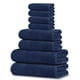 thumbnail image 1 of Juego de toallas Tens Towels, 8 piezas, 100% algodón, azul marino, 1 of 7