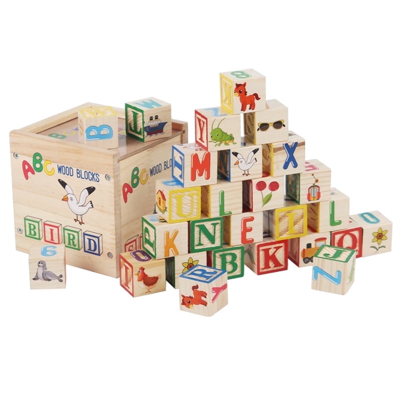 Skoolzy, ABC Set with Storage Bag, 31 Pieces, Wooden Alphabet