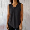 thumbnail image 6 of Babysbule Women's Sleeveless V-Neck Ruffled Trim Tank Top, Casual Linen Look Solid Color Blouse for Daily Wear, 6 of 9