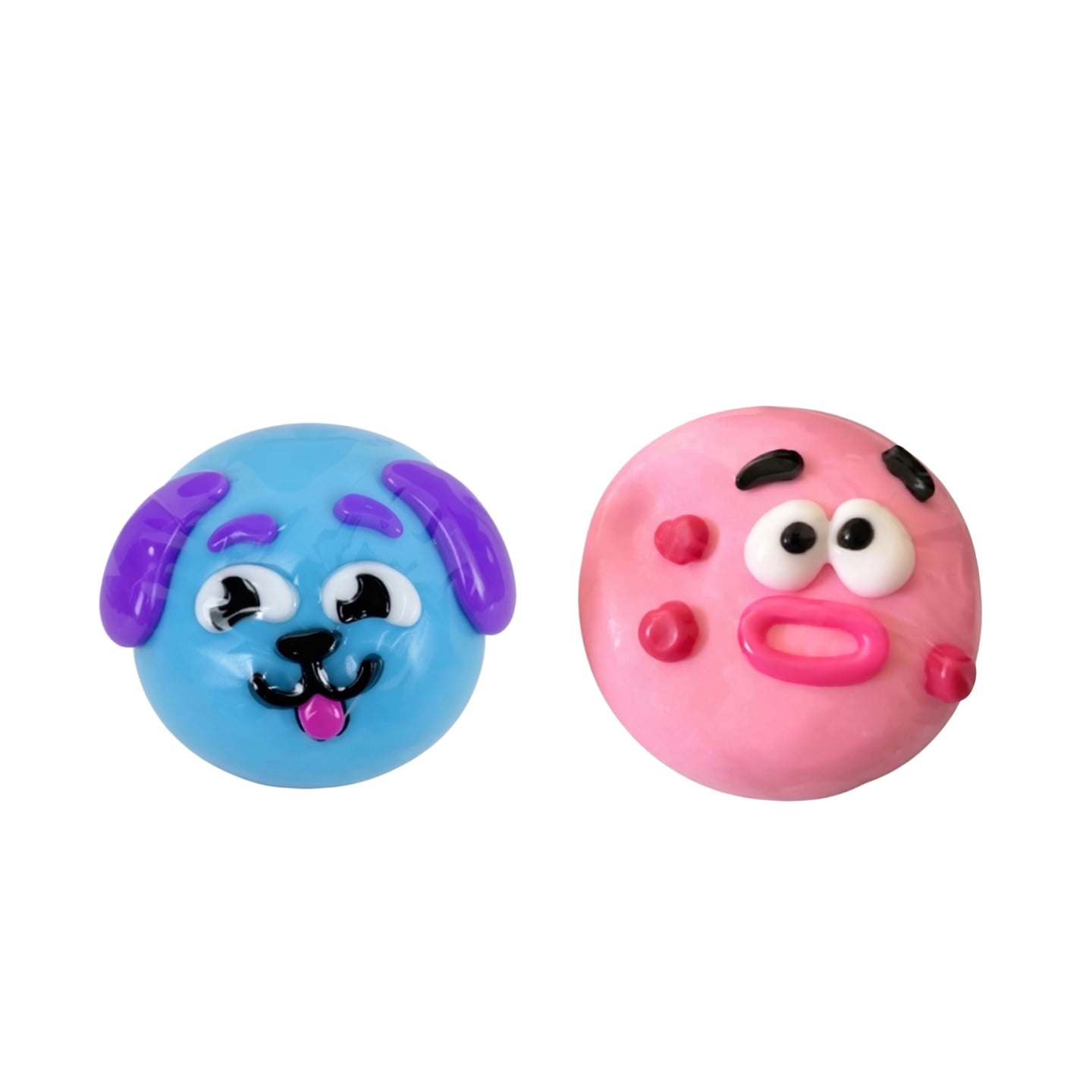 Silicone Face-Changing Squishy Stress Balls 2-Pack, Squeeze & Swap Expression Sensory Toys, Anxiety Relief Fidget Toys, Cute Decompression Toys (Blue + Orange)