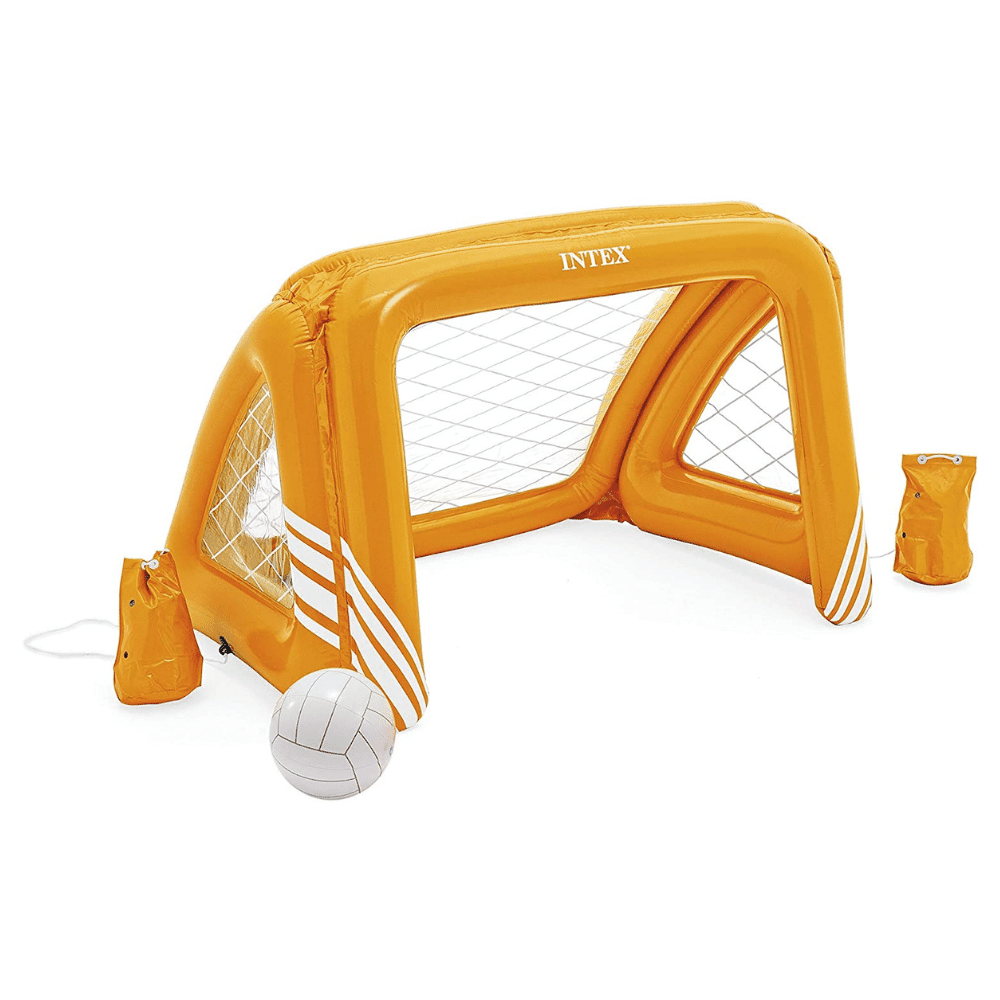 Juego Piscina Inflable Arco Fútbol Y Waterpolo + Pelota Inflable Naranja
