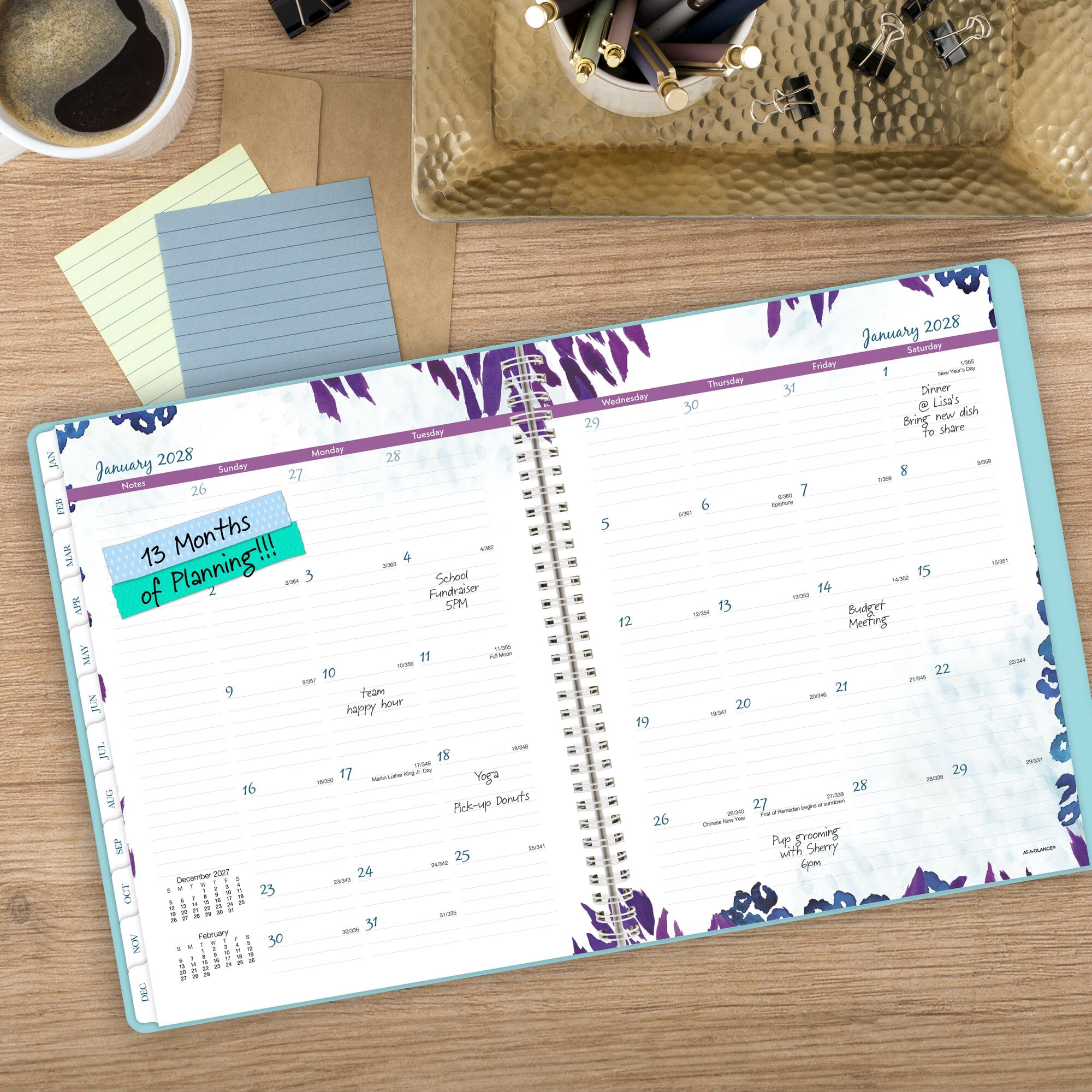 AT-A-GLANCE Wild Washes 2027 Weekly Monthly Appointment Book Planner Teal Large