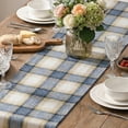 thumbnail image 5 of Sm:)e Blue Light Coffe Farmhouse Plaid Spring Winter Table Runner 13x108 Inch, Winter Rustic Holiday Check Kitchen Dining Table Decor, 5 of 7