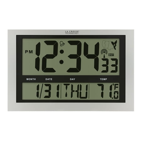 La Crosse Technology 513-1211 Jumbo Atomic Digital Wall Clock with Indoor Temperature