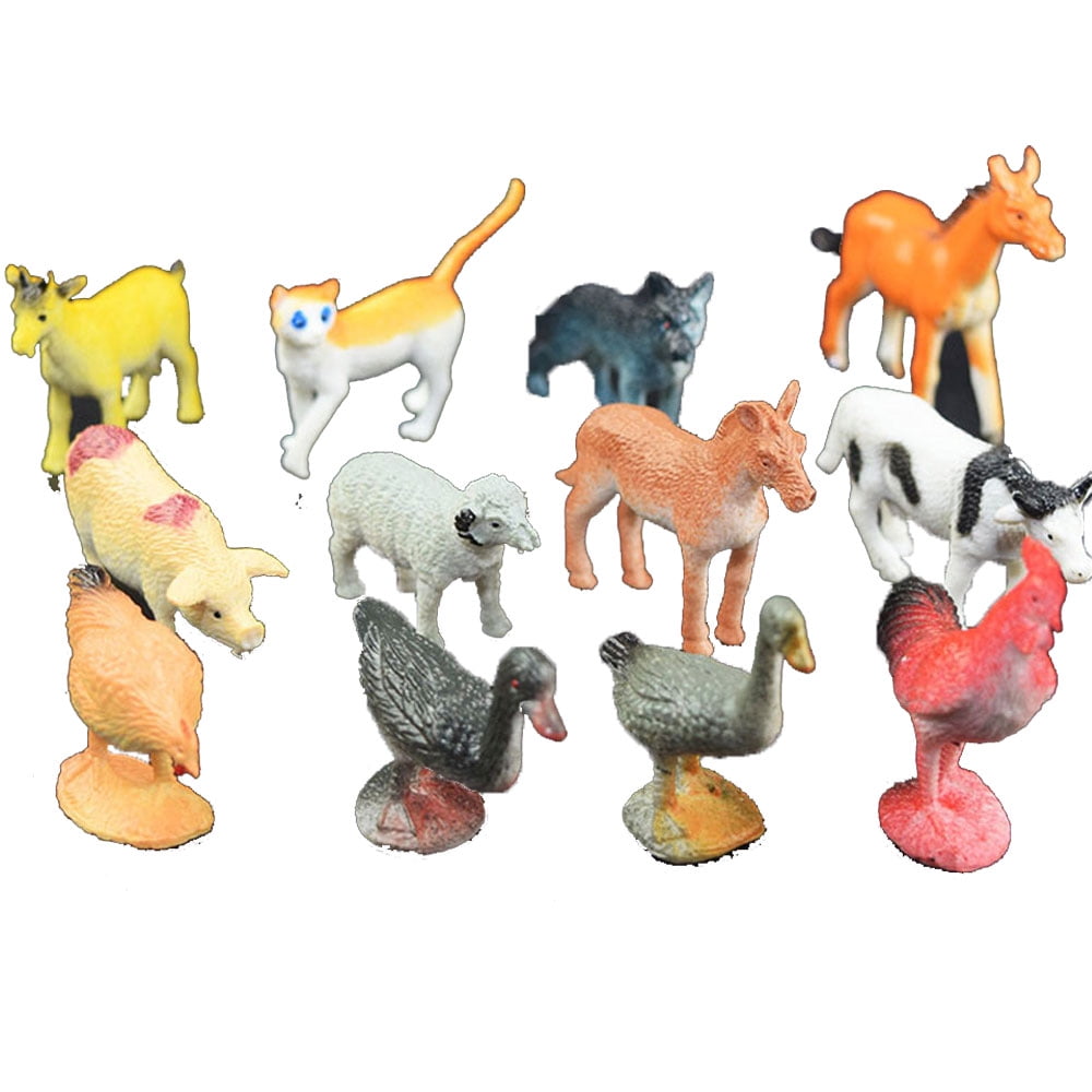 12pcs/set Animal Action Figures Model Toy Set Realistic Farm Wild