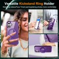 thumbnail image 7 of Dteck for iPhone 16 Case with Invisible Magnetic 360° Rotating Stand,Compatible with MagSafe,Military-Grade Drop Protection Shockproof Bumper Translucent Case for iPhone 16,Purple, 7 of 7