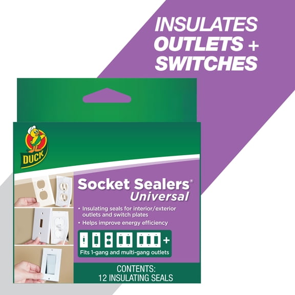 Duck Brand Socket Sealers Universal Foam Weather Stripping, 2.5 in x 4.31 in., 12 pack
