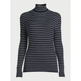 thumbnail image 5 of Time and Tru Women's Striped Ribbed Turtleneck, Sizes XS-XXXL, 5 of 5