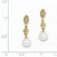 thumbnail image 3 of 14k w/Rhodium 6-7mm Semi-round Freshwater Cultured Pearl .02ct Diamond Earrings 14k Yellow Gold Earrings, 3 of 3