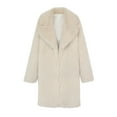 thumbnail image 4 of Womens Coats Long Sleeve Turn-Down Collar Warm Faux Furry Jacket Winter Solid Outerwear,Coats for Women Khaki M, 4 of 6