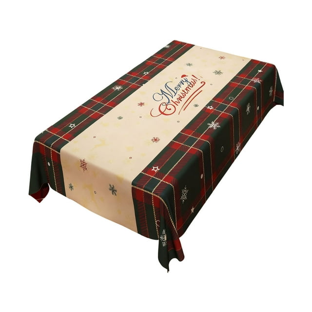 Décoration de Table de Noël Nappe 140x90cm Imperméable Résistante à l'Huile Sans Lavage Rouge Rectangulaire Décoration de Fête Décoration de Table à Manger