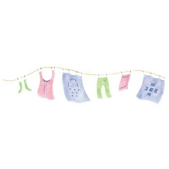 Clothesline with Clothes Wall Stencil SKU #700 by Designer Stencils