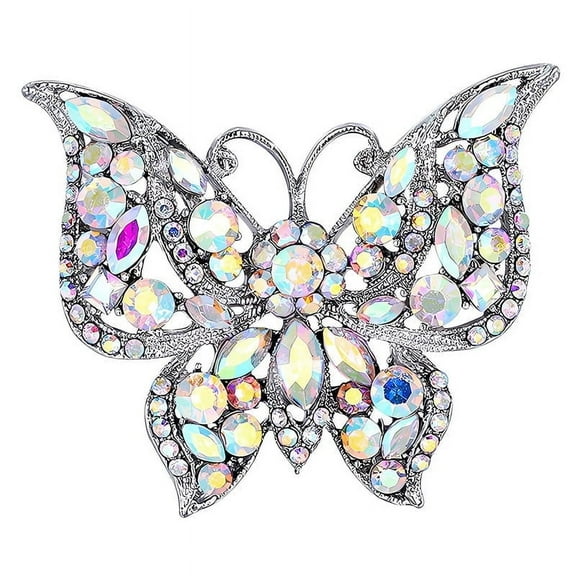 Womens Jewellery Aurora Borealis Crystal Rhinestones Hollow Out Style Butterfly Pin Brooch