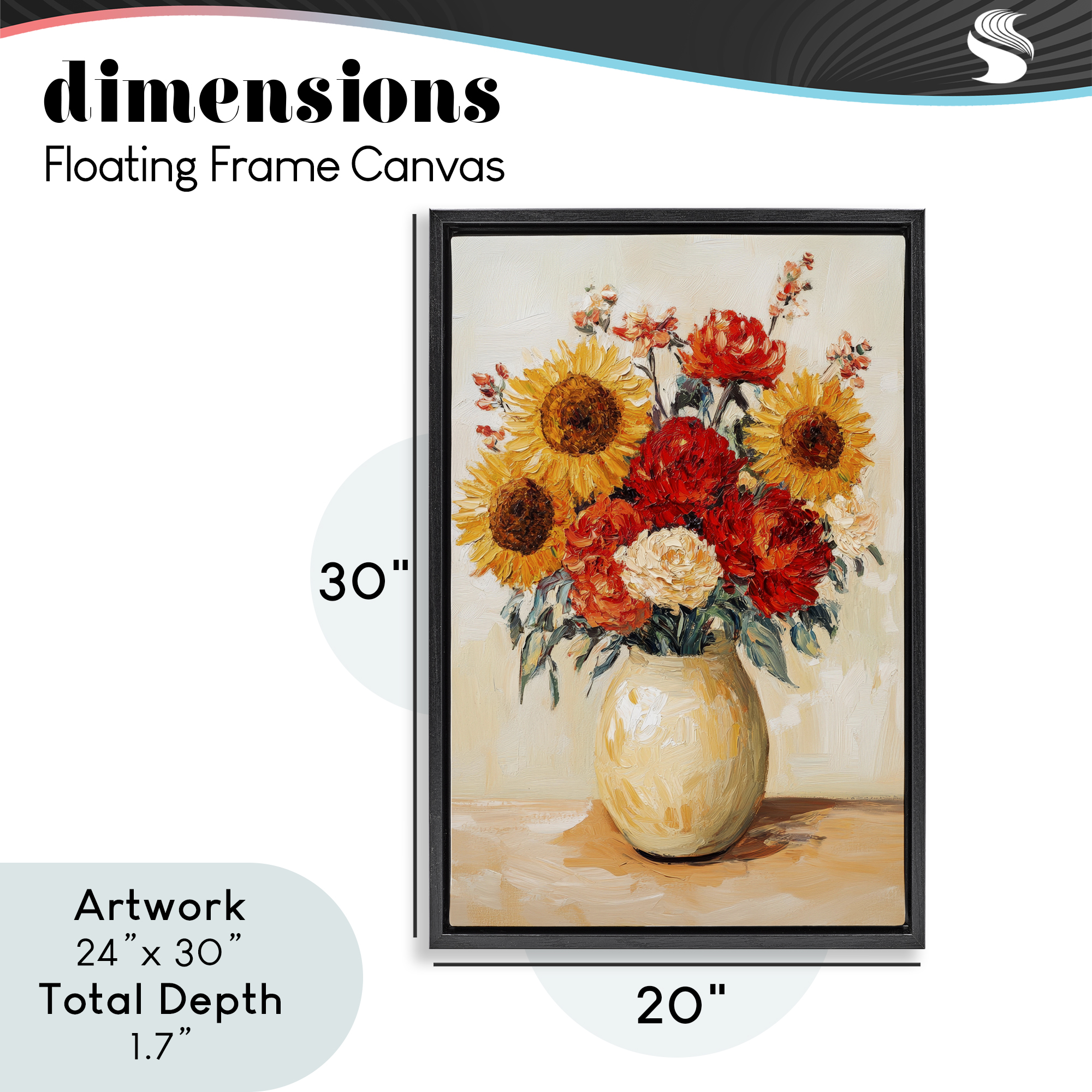 Charming Bouquet of Fall Black Framed Floater Canvas Wall Art, design by Petal Prints Design