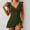 thumbnail image 2 of JAKANYQ Robe de Bain Maillot de Bain à Volants pour Femmes Robe de Bain Nouée Col en V Jupe de Bain Mode Plage Maillot de Bain, L, 2 of 6