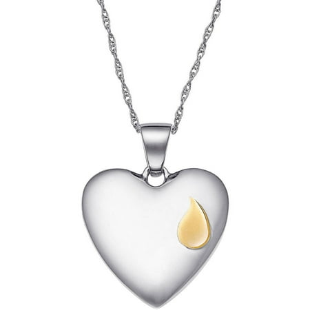 Sterling Silver Memorial Teardrop Heart Pendant, 18
