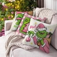 thumbnail image 3 of Set de 4 Fundas de Cojín 45x45 cm Navideñas del Grinch, Tela Suave y Lavable, Decoración Festiva para Sofá, 3 of 7