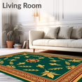 thumbnail image 2 of ODIKA 2'x3' Machine Washable Non-Slip Area Rug, Heritage Laurel Emblem with Deep Green and Gold Embellishments High Traffic Rug, Green, 669176, 2 of 7