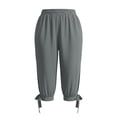 thumbnail image 5 of Womens Wide Leg Capris Women’s Loose Capris Plus Size Side Split Joggers Workout Pants with Drawstring Outdoor Hiking Athletic Cropped Trousers,Gray,XXL, 5 of 5