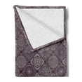 thumbnail image 2 of Mandala Soft Flannel Fleece Throw Blanket, Old Fashioned Design with Square Frames and Vintage Oriental Art Motifs, Cozy Plush for Indoor and Outdoor Use, 50" x 70", Eggplant White, by Ambesonne, 2 of 5