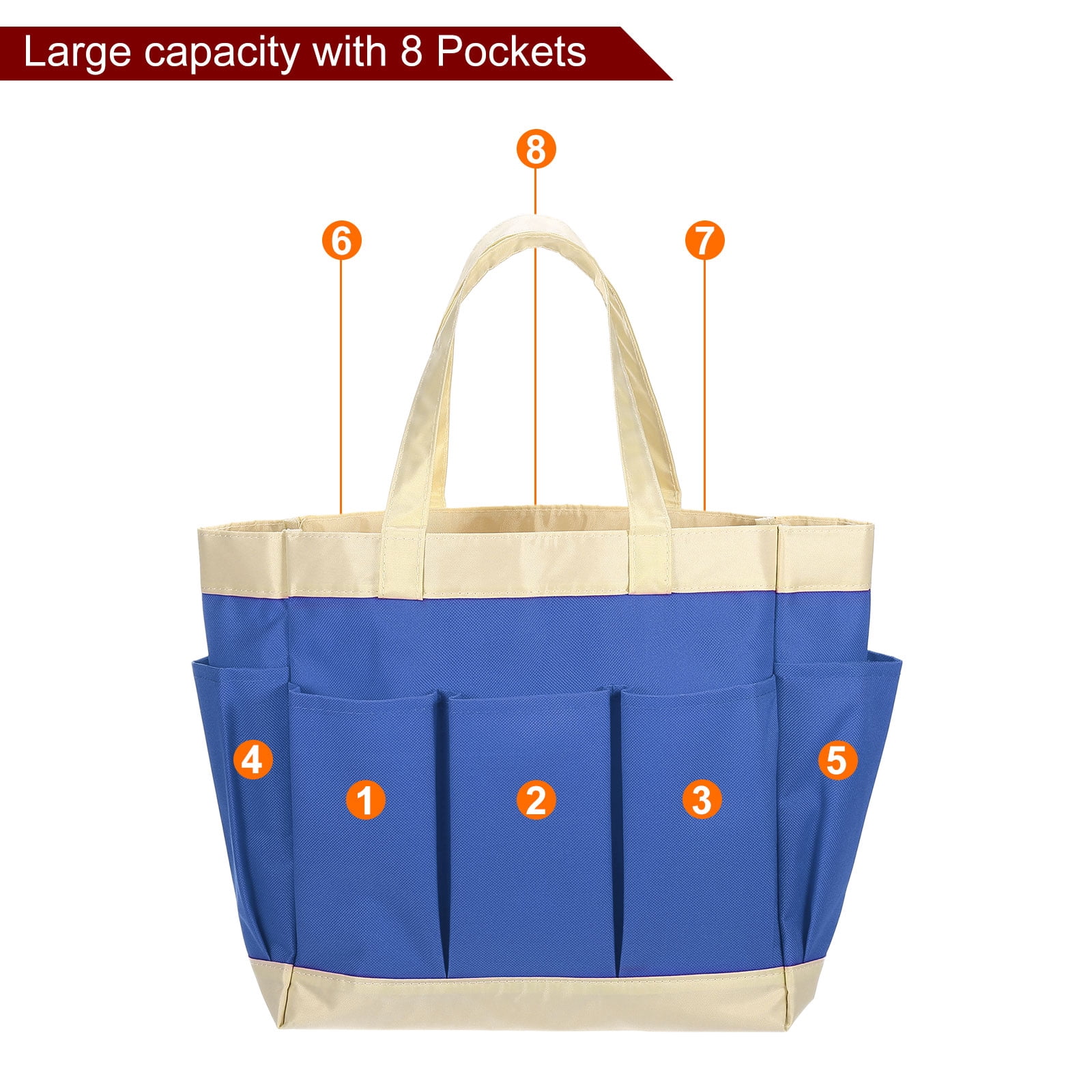 Uxcell Garden Tool Bag 28.5cm x 13cm x 28cm Oxford Large Bag with Pockets Garden Tote Bag, Sky Blue