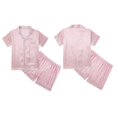 thumbnail image 6 of Ougyinr Boys Girls 2Pcs Pajama Set for Kids Teen Button-up Silk Pajama Sleepwear Nightwear Outfit Short Sleeve Loungewear Clothes Set Gifts Set ,Size 5-14 Years, 6 of 8