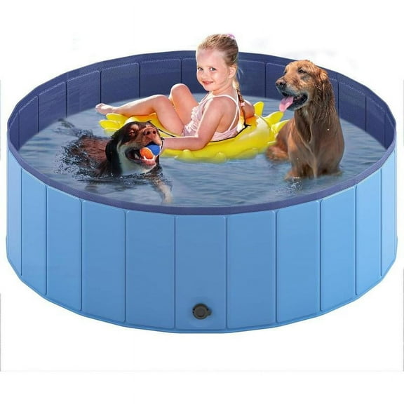 Niubya Portable Dog Pool, Foldable Pet Swimming Pool, Anti-Slip Collapsible Pet Bathtub, Hard Plastic Bath Pool for Pets Dogs and Cats, 71 x 16 Inches NIUHEE