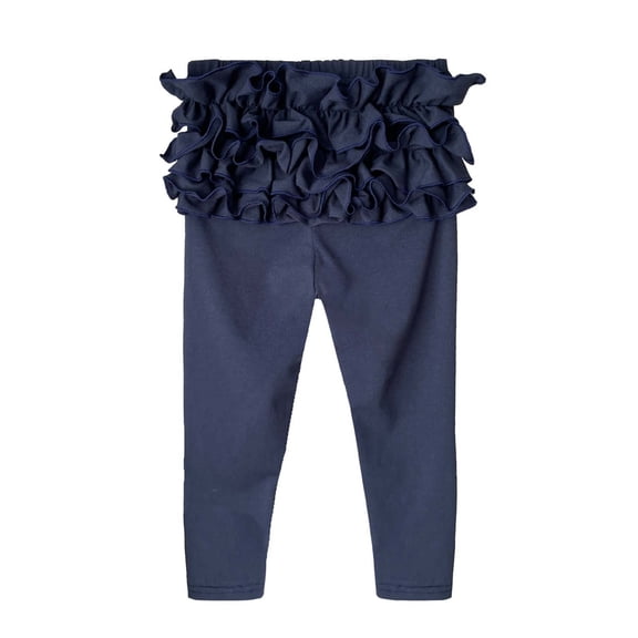 oqasdz Girls Stretch Pants with Lace Trim Solid Color Leggings for Toddler Kids Versatile Casual Outdoor