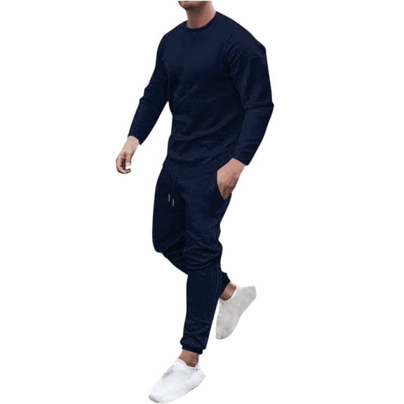 fheaev Sweatsuits for Men 2-Piece Outfits Casual Solid Color Long Sleeve Sweatshirt Jogging Sweatpants with Pockets Men'S Tracksuit