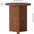 thumbnail image 3 of Henn&Hart 20" Scandinavian Round Wooden End Table, Side Table, Nightstand with X-Base for Living Room, Office, Family Room, or Bedroom, Walnut Burl, 3 of 15