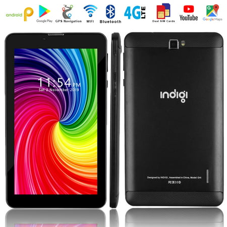 Indigi® 7inch Factory Unlocked 4G GSM LTE Unlocked Smart Phone 2-in-1 Phablet Android 9.0 Tablet PC (Black)