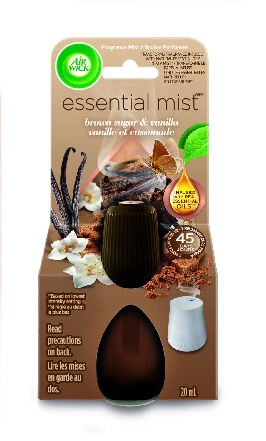 Air Wick Essential Mist Fragrance Oil Diffuser, Vanille, 1 Recharge, Assainisseur d’Air