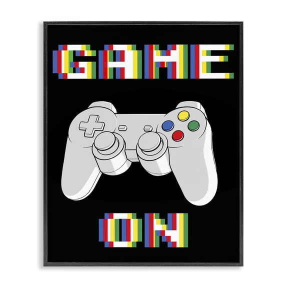 Stupell Industries Contemporary Colorful Digital Game On Black Framed Giclee Art, 11 x 14, by Marcus Prime
