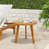Christopher Knight Home Round Outdoor End Table with Slatted Top, Acacia Wood Frame, Patio Side Table, Teak