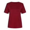 thumbnail image 4 of MIUOWANP Women's T-Shirts Loose Fit Solid Color Round Neck Raglan Sleeve with Pocket Pullover Size XL(10)Wine, 4 of 4