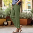 thumbnail image 2 of GEWSEY Womens Cotton Cropped Pants Loose Fit Wide Leg Capri Casual Plus Size Elastic Waist Trousers (Army Green, XXL), 2 of 8