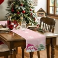 thumbnail image 4 of Pink Xmas Snowman Christmas Tree Table Runner 13x90in Non-Slip Cotton Linen Table Runners, Winter Snowflake Seamless Dresser Scarves TableRunner for Dinner Kitchen Dining Wedding Party, 4 of 9