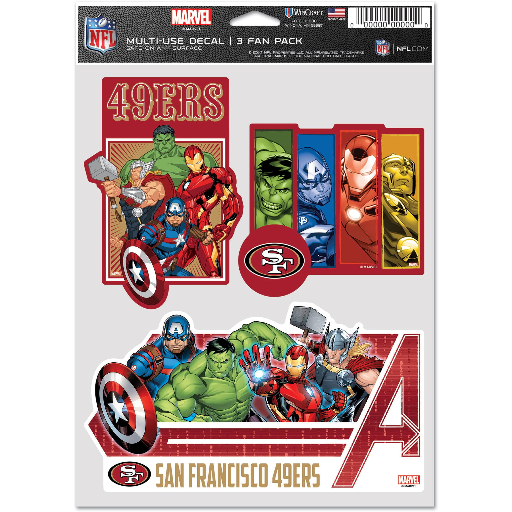 WinCraft San Francisco 49ers 5.5'' x 7.5'' Avengers Three-Pack Decal Set -  Walmart.com