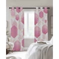 thumbnail image 4 of Pink Marble Kitchen Curtains Gold White Geometric Hexagon Modern Cafe Short Curtains for Bathroom Blackout Window Curtain Grommet Small Window Treatment Tier Drapes for Bedroom Living Room 52"x45"x2, 4 of 9