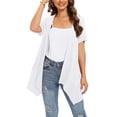 thumbnail image 5 of TIANZEN Women Floral Short Sleeve Cardigans For Women Casual Drape Open Front Lightweight Summer Cardigan With Pocket High Low Hem Thin Sweater Cardigan Women's Knit Sweater plus Sweater, 5 of 6