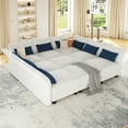 thumbnail image 4 of NYBOPAVIS Modular Sectional Sofa, 9 Seat Modular Sectional Sofa Convertible Sleeper Sofa Bed, 25.6" Deep Seat Velvet Sofa for Living Room White, 4 of 9