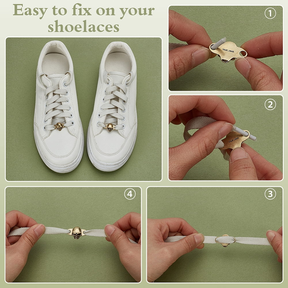 1 Set 2Pairs 2 Colors Detachable Brass Shoe Decoration Silver & Golden 17x27.5x7mm Hole: 4mm 1pair/color