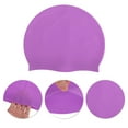 thumbnail image 3 of Gorro de natación sólido a prueba de agua de silicona morado de 1 pieza de Bargains Únicos, 3 of 5