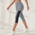 thumbnail image 4 of Ussuma Up to 50% Off Compression Leggings for Women Solid Color Taper High Waist Seamless Tummy Control Yoga Leggings with Pocket Elastic Butt Lifting Moisture Wicking Hiking Pants Gray S, 4 of 5