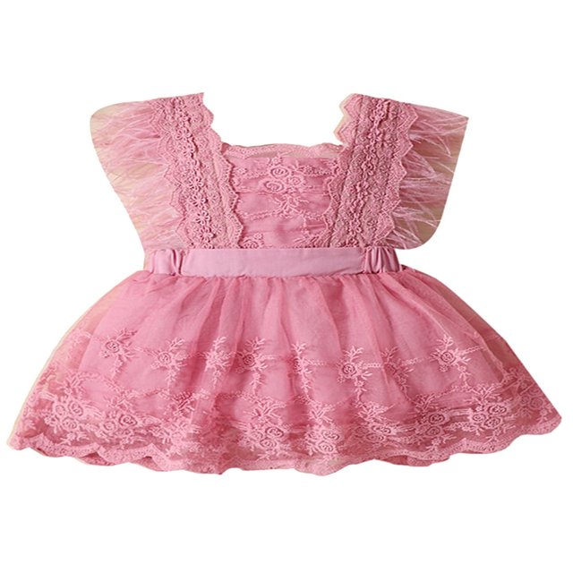 Robe de Fête pour Fille Bébé Enfant Manches Volantes à Plumes Robe Princesse