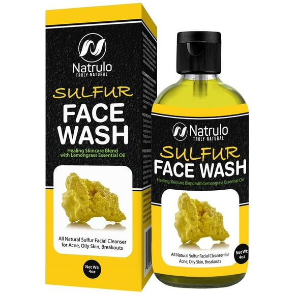 Lavado facial de azufre para el acné - Limpiador facial de azufre natural para brotes de piel grasa - Mezcla curativa para el cuidado de la piel con aceite esencial de hierba de limón - Jabón limpia