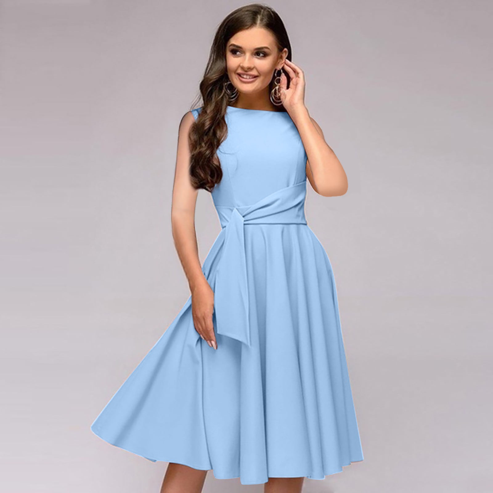 Yilirongyumm〗 Blue M Casual Dresses For Women Polyestersolid Color Party Women - Walmart.com