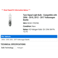 thumbnail image 2 of Turn Signal Light Bulb - Compatible with 2006 - 2010, 2012 - 2017 Volkswagen Beetle 2007 2008 2009 2013 2014 2015 2016, 2 of 2